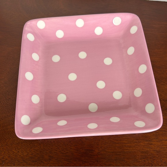 Pampered Chef Whip Cancer Pink Polka Dot Plates Set of 2 - Picture 2 of 8
